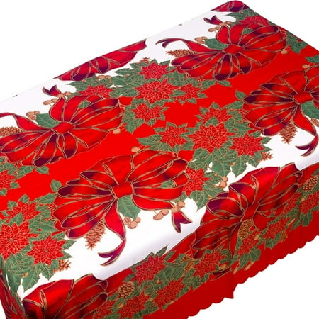 

Benafini 150X180cm Christmas Decoration Tablecloth for Xmas Party Dinner Table Decor Red