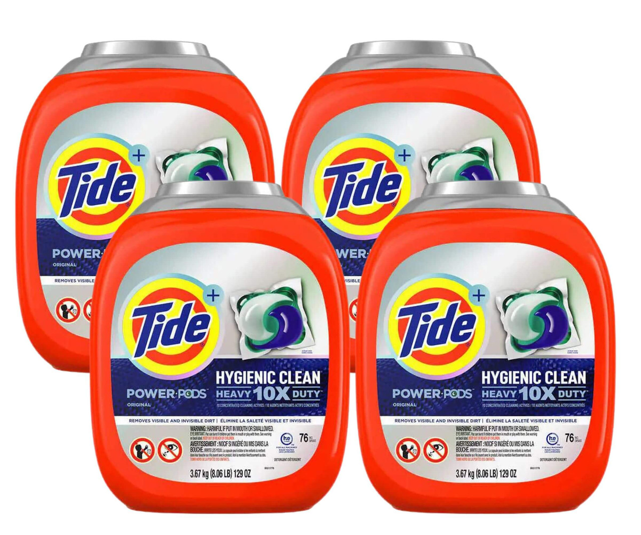 Tide Hygienic Clean Heavy Duty Power PODS Laundry Detergent Pacs - 76-Count Original Scent, (4/Case)