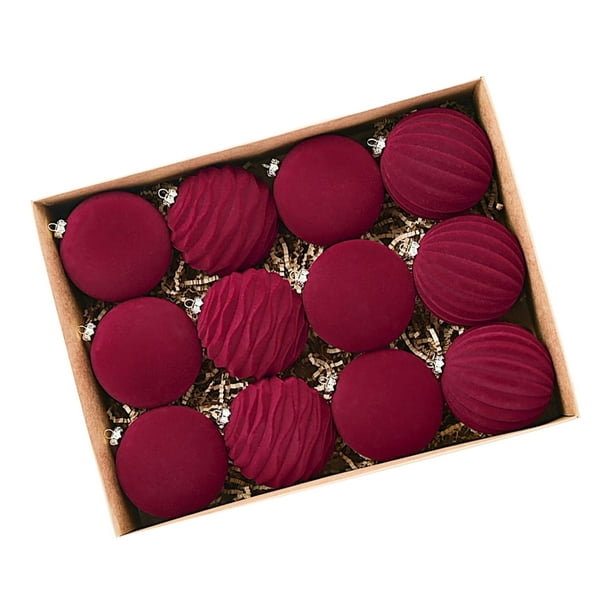 Paquete de 12 adornos Extra grandes Toystoory para Navidad color rojo 8cm-12
