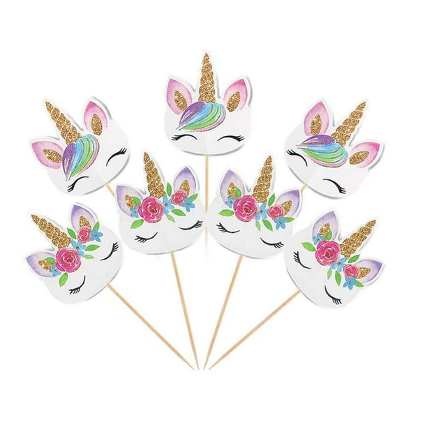 coopache 48 pieces rainbow unicorn cupcake toppers