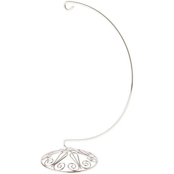 Bard's Ornate Silver Ornament Stand, Large, 10.25" H x 4" W x 4" D
