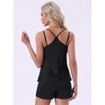 thumbnail image 4 of DARING DIVA Women's Satin Loungewear Straps Sleeveless Racer Back Pajama Sets M Black, 4 of 7