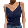 thumbnail image 3 of Sentmoon Sports Bras for Women High Support Tshirt Bra Lift No Underwires Spaghetti Strap Stretchy Underwear Solid Color Lace Bra Casual for Party Navy M, 3 of 5
