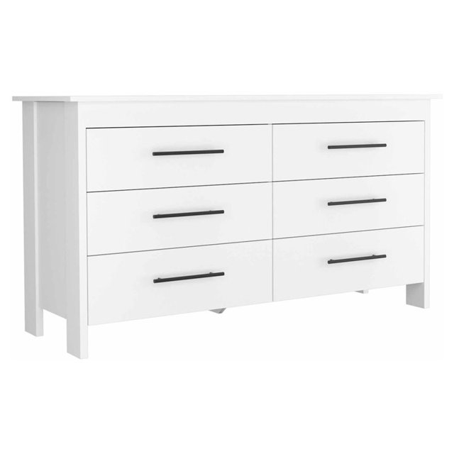 Atlin Designs Commode Double Moderne en Bois pour Chambre avec 6 Tiroirs, Blanc