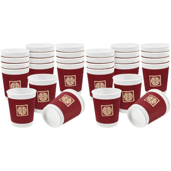 40 Pcs Wedding Cups Espresso Coffee Mugs Disposable Tea Banquet Paper Chinese Outdoor Camping Party