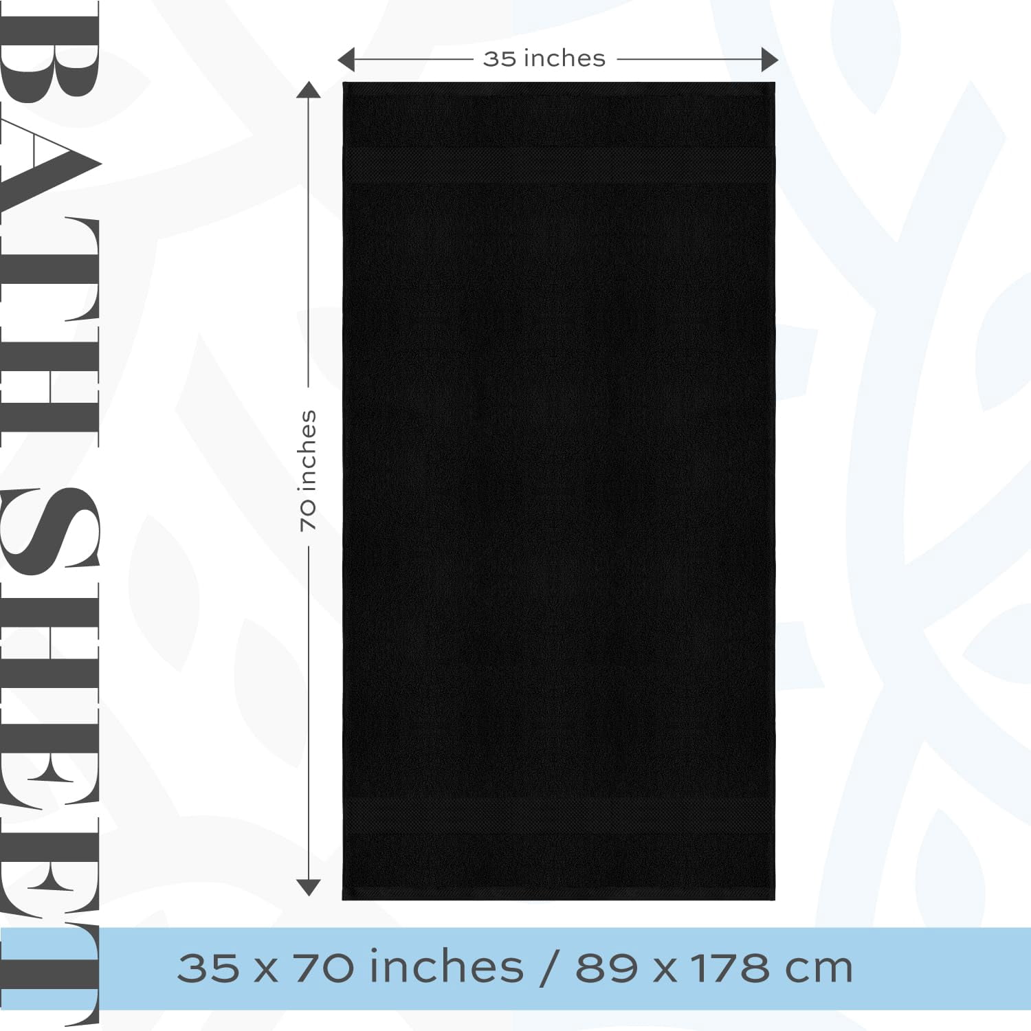 White Classic Hotel Collection 650 Gsm Cotton Bath Sheet Towels, Oversized Bathroom Towels, Black, 35 x 70, 2 Pack