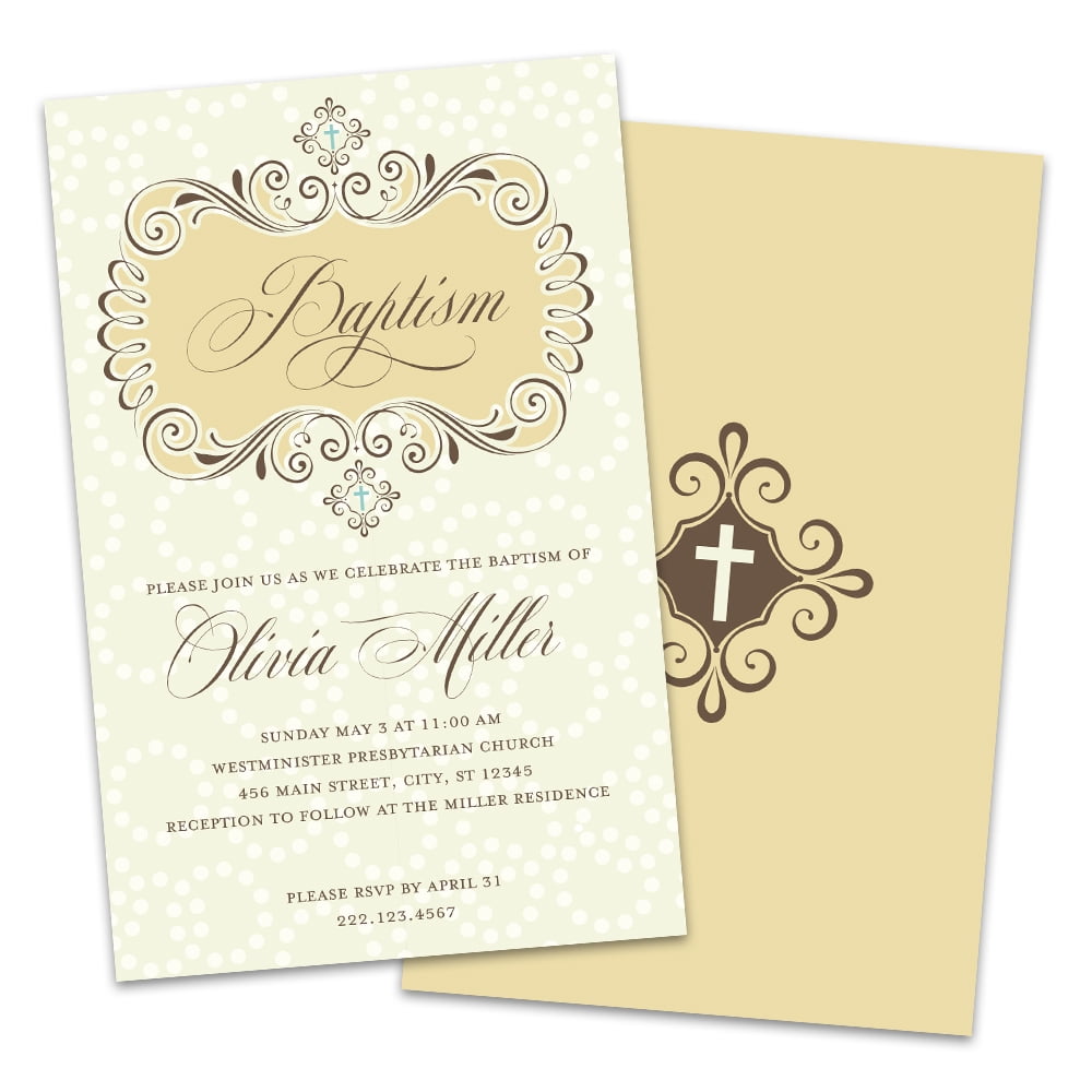 Personalized Victorian Style Baptism Invitations