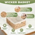 thumbnail image 2 of Wicker Shelf  Baskets for Organizing - Natural Water Hyacinth Woven Basket Organizers &  for Shelves w/Handles & Cotton Liner for Home & Pantry Decor Organization, Large 15” x 12” x 6”, 2 of 9