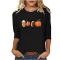 thumbnail image 1 of KIHOUT Hauts en Liquidation, Chemises à Manches 3/4 pour Femmes, Blouse Imprimée Graphique d'Automne, Col Rond, T-shirts Décontractés Amples, Chandails en Molleton, Blouse, 1 of 4
