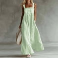 thumbnail image 2 of Ecqkame Summer Dresses for Women Square Neck Sleeveless Embroidered Floral Casual Flowy Daily Vacation Maxi Dress with Side Pockets Green L, 2 of 6