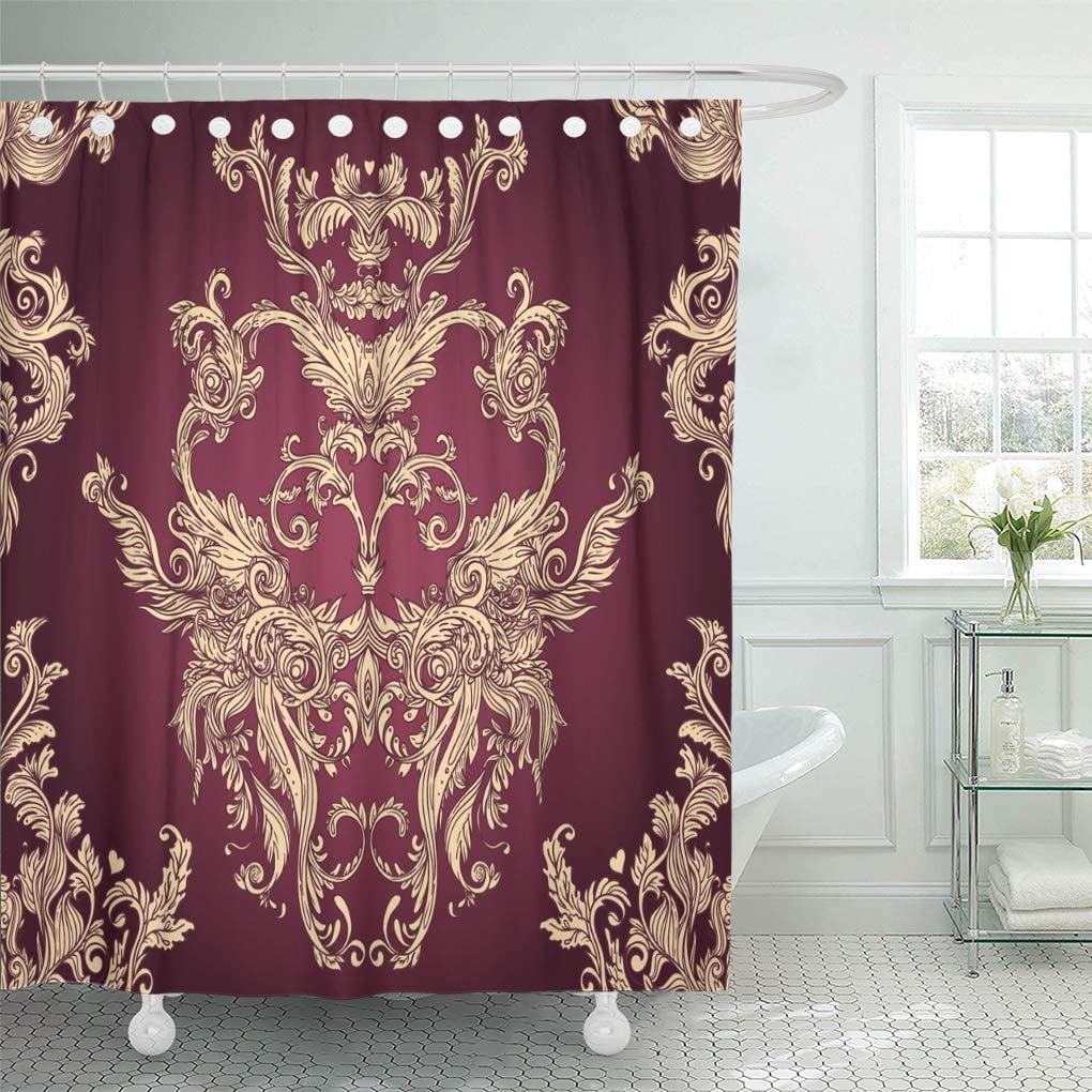 KSADK Victorian Vintage Deep Red Baroque Pattern Rococo Flower Abstract