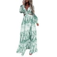 thumbnail image 1 of CHOK Robe Bohème d'Été pour Femmes, Robe Maxi Décontractée Grande Taille, Couleur Unie, Col en V, Robes Soleil, Dentelle à Franges, Longue Robe, 1 of 5