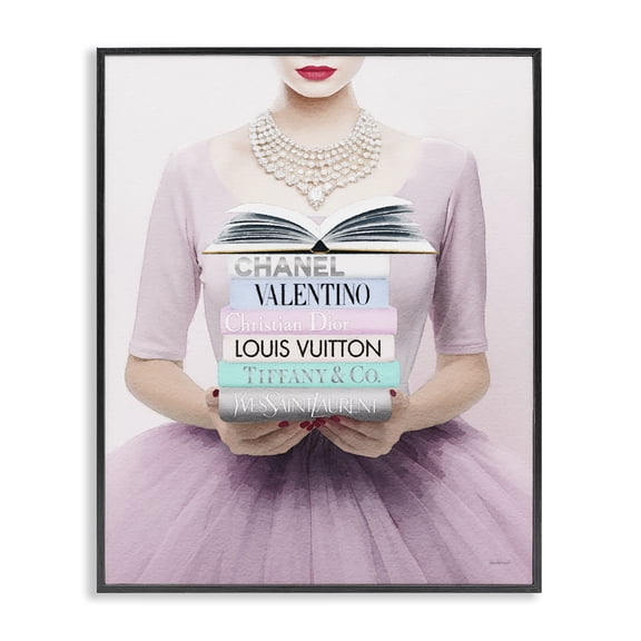 Stupell Industries Glam Fashionista with Books Black Framed Giclee Art, 16 x 20, by Amanda Greenwood