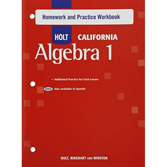 Pre-Owned Holt Algebra 1: Homework and Practice Workbook Algebra 1