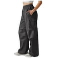 thumbnail image 3 of Gibobby Women's High Waisted Cargo Pants Baggy Y2K Streetwear Stretchy Pants with Pockets Ankle Drawstring(Dark Gray,XXL), 3 of 9