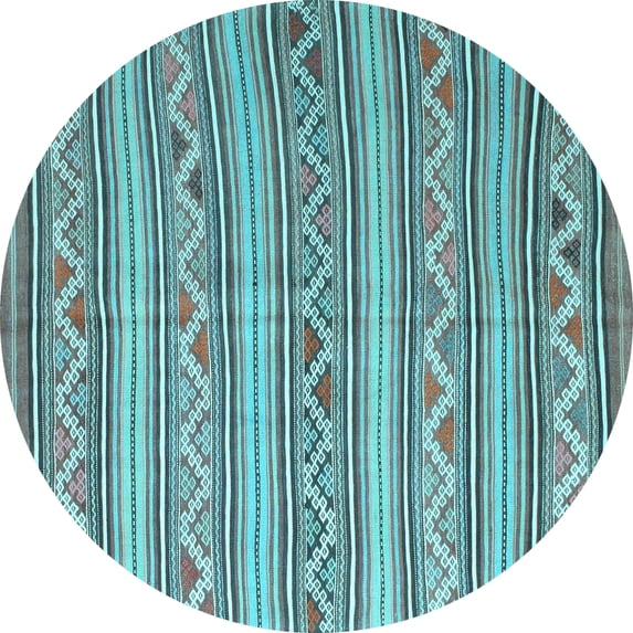 Ahgly Company Indoor Round Southwestern Light Blue Country Area Rugs, 7' Round