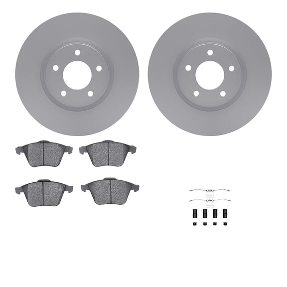 Dynamic Friction Company Front Geospec Brake Rotors with 5000 Euro Ceramic Brake Pads includes Hardware 4612-80004