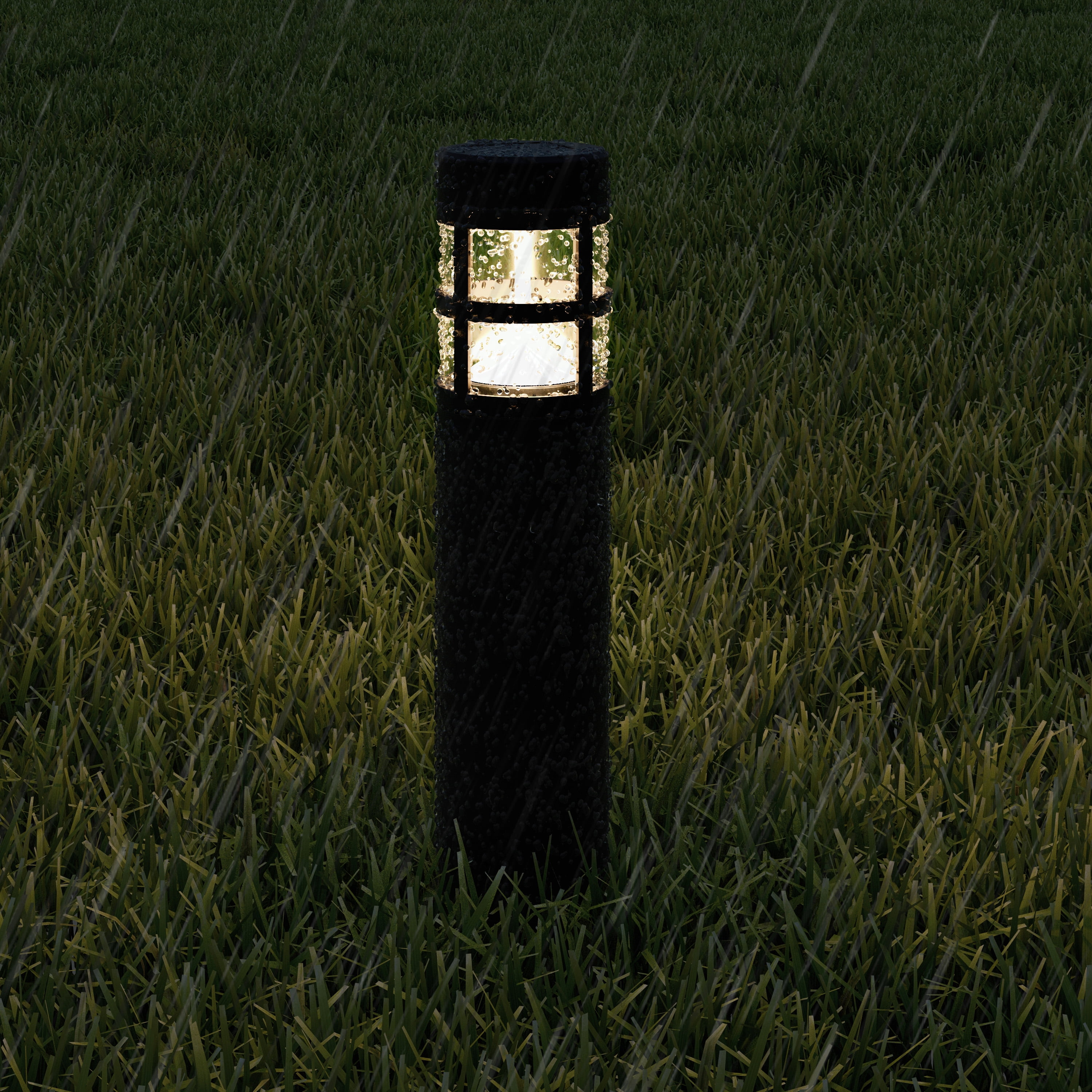 Pure Garden Set of 8 LED Solar Path Bollard Lights for Landscape (Black)