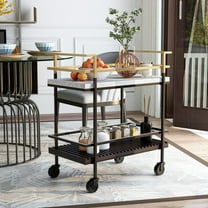 Furniture of America Bouvet Modern White Faux Marble and Slatted 2-Shelf Serving Cart by