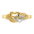 thumbnail image 5 of 14K Two-Tone Gold Ring Band Themed & White Rhodium Polished 2 Hearts, Size 8, 5 of 5