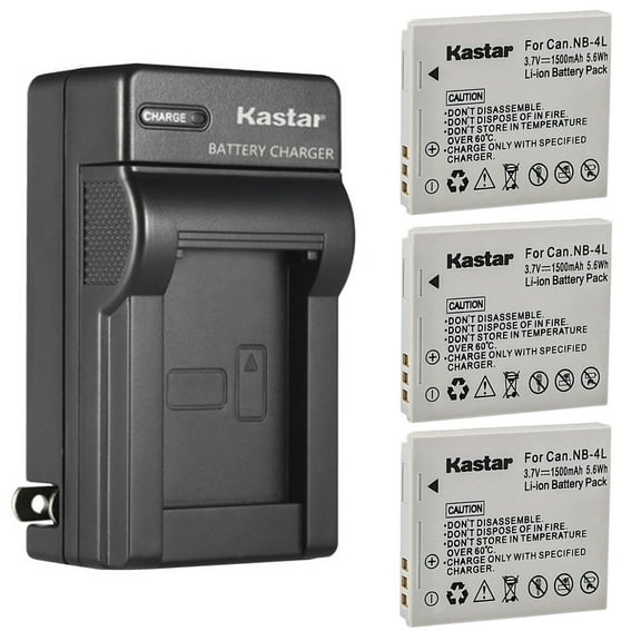 Kastar 3-Pack Battery and AC Wall Charger Replacement for Canon PowerShot SD430, PowerShot SD450, PowerShot SD600, PowerShot SD630, PowerShot SD750, PowerShot SD780 IS, PowerShot SD940 IS Camera