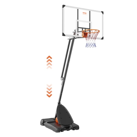KFFKFF 7.6'-10' Adjustable Height 54" Shatterproof Outdoor Portable Basketball System (Adult)