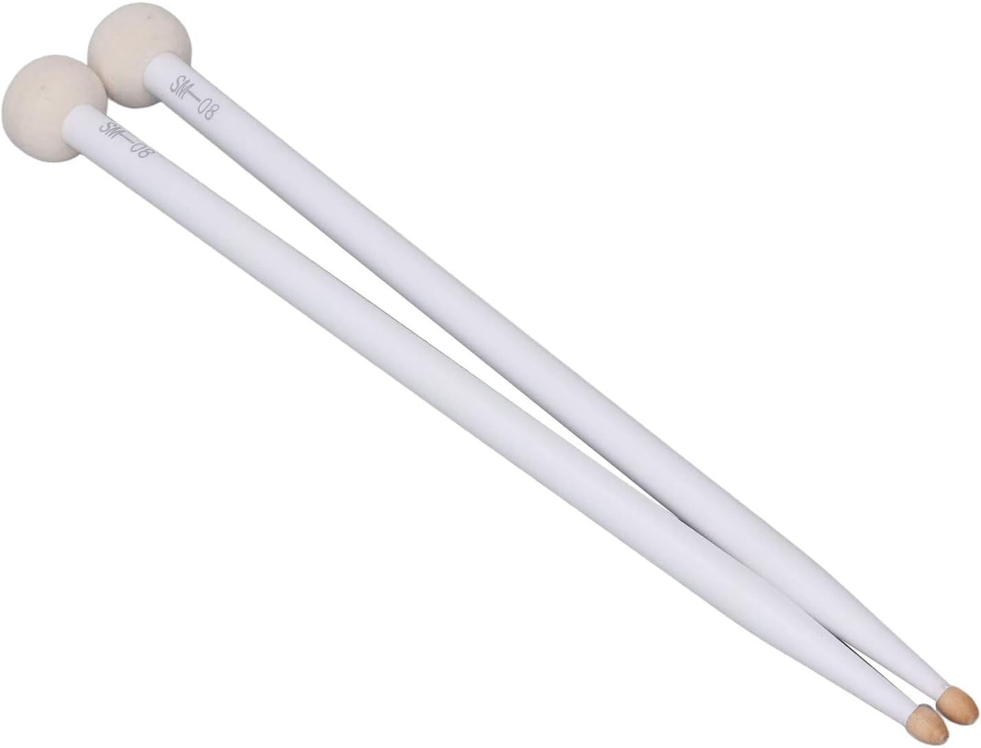 ABCISI 2Pcs Drum Mallet Kit, Non Slip Wooden Handle Felt Head Drum Sticks, For Bass Drums Timpani Snare Drums Performance Accessory, Percussion Instrument Practice Playing Drum Mallets (White)