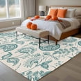 thumbnail image 4 of Farmhouse Turquoise Floral Washable Area Rug 6 x 9 ft Linen Boho Flower Rustic Country , Soft Non Slip Rugs Stain Repellent Indoor Felt Carpet for Living Dining Room Bedroom Home Office, 4 of 9