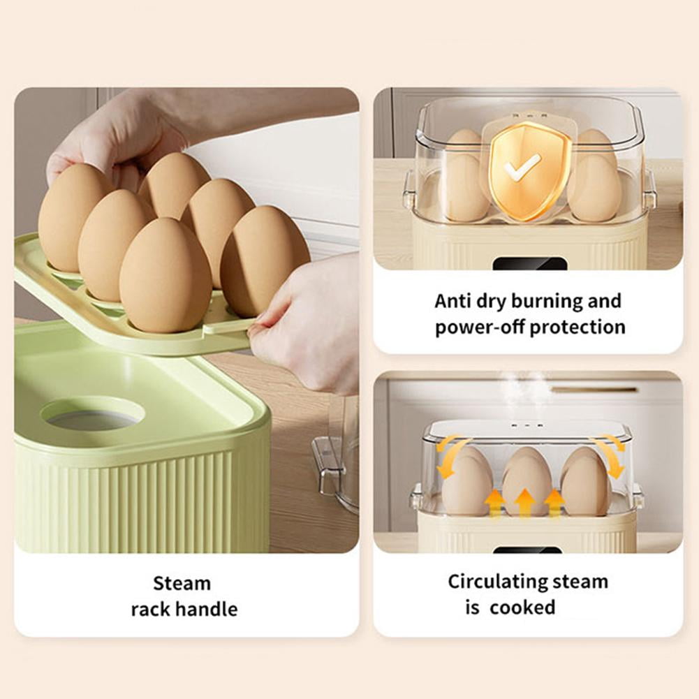 Multi-Functional Electric Egg Boiler, Rapid Hard Boiled Egg Maker for Student Dorms & Home Kitchen, Small Breakfast Steamer for Eggs, Fish & Vegetables, Mint Green Portable Food Steamer with Auto-Off
