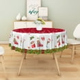 thumbnail image 5 of LFEEY Christmas Tablecloth Green Red Round 60 Inch, Washable Table Party Decoration, 5 of 6