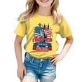 thumbnail image 4 of Zshosam 4th of July Girls Shirts American Flag Shirts Girls Patriotic Shirt USA Flag Stars Stripes Print T-Shirt 4th of July Tee Tops Size 2T 3T,(Yellow 2-3 Years), 4 of 5