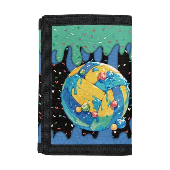Chririnla Volleyball Dripping Icing Lightweight Trifold Money Organizer for Daily Use, Polyester Foldable Kids Wallet