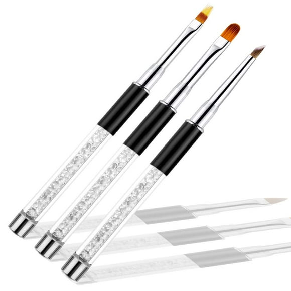 DANNEASY Juego de 3 pinceles acrílicos para decoración de uñas, pincel ombré para uñas de Gel, esmalte de Gel UV, puntas de Color degradado, herramientas de bolígrafo de dibujo para esmalte de manicur