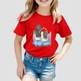 thumbnail image 2 of T-shirts Filles Mode Imprimé Col Rond Manches Courtes Amples Tees de Loisirs Hauts Filles Rouge 12-13ans, 2 of 4