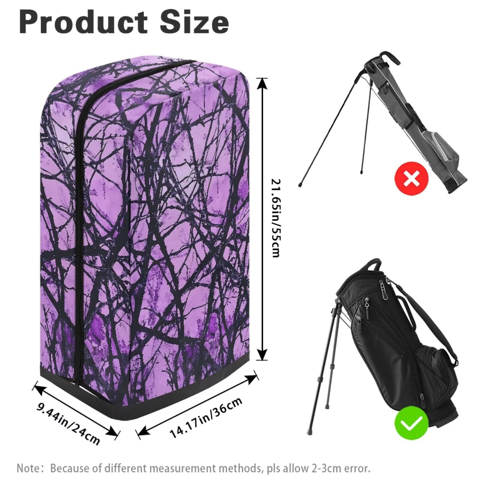 Chririnla Purple Forest Hunting Golf Bag Dust Cover Dust & Sun Protection Umbrella for Clubs with Snap Button Universal Fit for Most Club Bags, Stand Bags, Cart Bags & Tour Bags