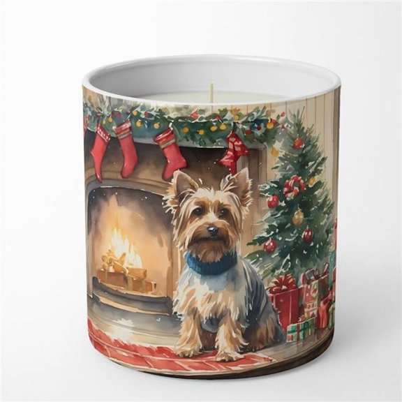 Silky Terrier Cozy Christmas Decorative Soy Candle 3.25 in x 3.75 in