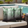 thumbnail image 4 of Teal Forest Outdoor Waterproof Pillow Covers, Vintage Foggy Woods Tree Mysterious Decorative Square Throw Pillowcase Sofa Cushion Sham for Patio/Couch/Chair, 20"x20" 2 Pack, 4 of 8