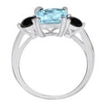 thumbnail image 3 of Mauli Jewels Rings for Women 2.2 Carat Cushion Shape Aquamarine And Black Diamond Gemstone Ring Prong-Setting 10K White Gold, 3 of 6