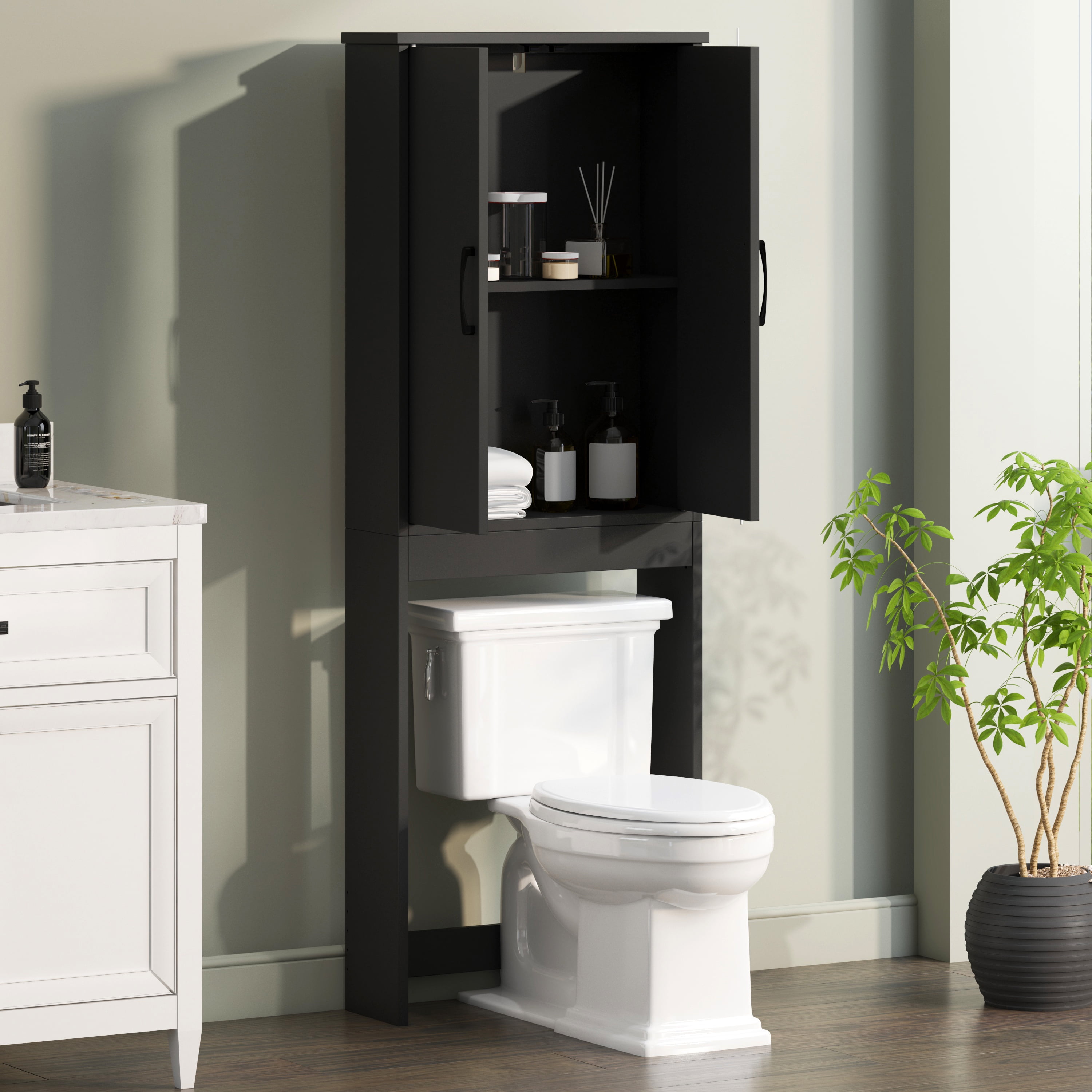 Mainstays Ardent Over-the-Toilet Bathroom Storage Cabinet, Euro