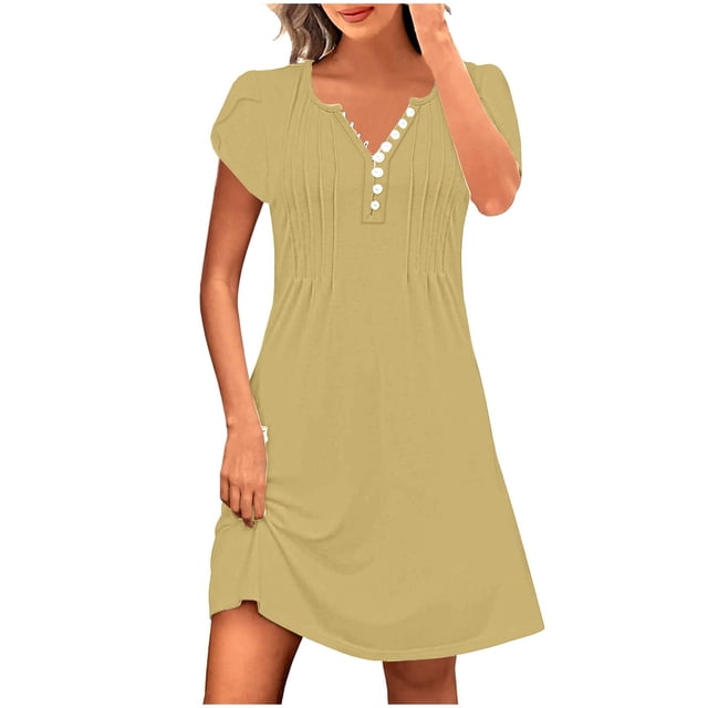 HomeGardon Liquidation de Robes d'Été! Robes pour Femmes 2025, Robe d'Été Décontractée Ample Imprimée pour Femme Sans Manches à Col en V Ensemble Haut/chemise, P-TTTG