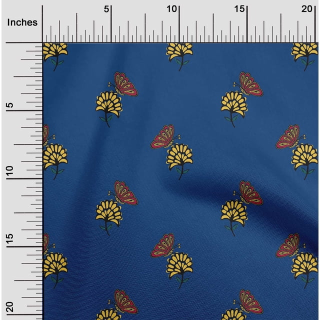 oneOone Polyester Lycra Fabric Floral & Block Printed Craft Fabric BTY 56 Inch Wide
