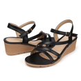 thumbnail image 1 of Sandalias SHIBEVER con cuña negras de verano para mujer, talla 8.5, 1 of 7