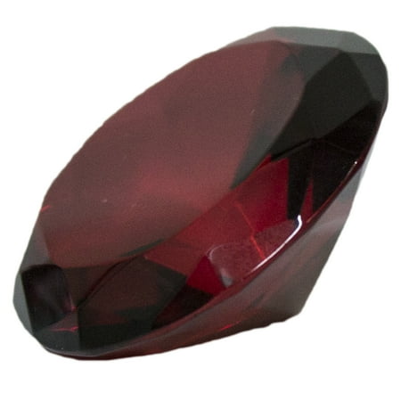 2 Inch Medium Multifaceted Solitare Cut Jewel Paperweight (Dark Red)