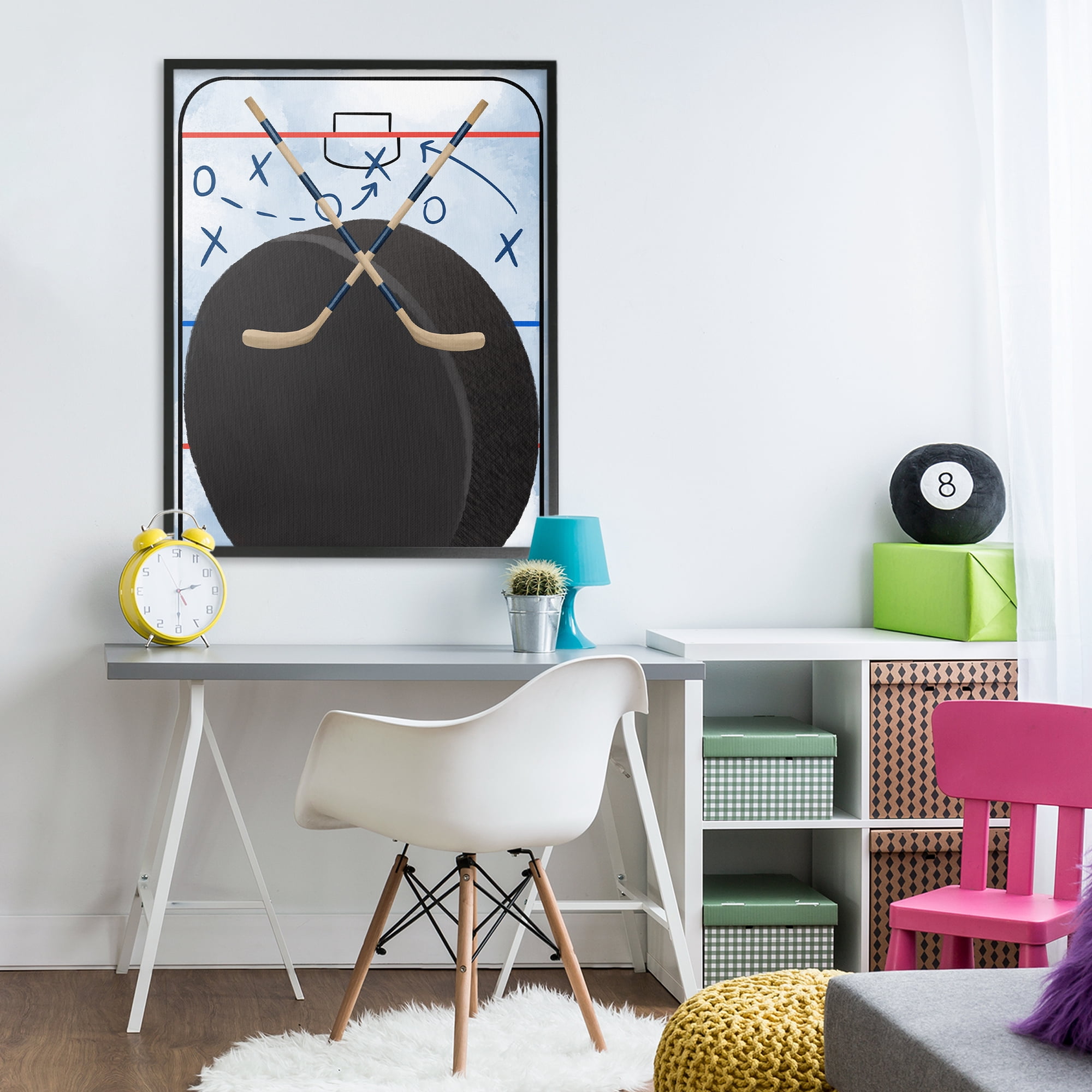 Stupell Industries Hockey Rink Tactics Black Framed Giclee Art, design by Jennifer Stith