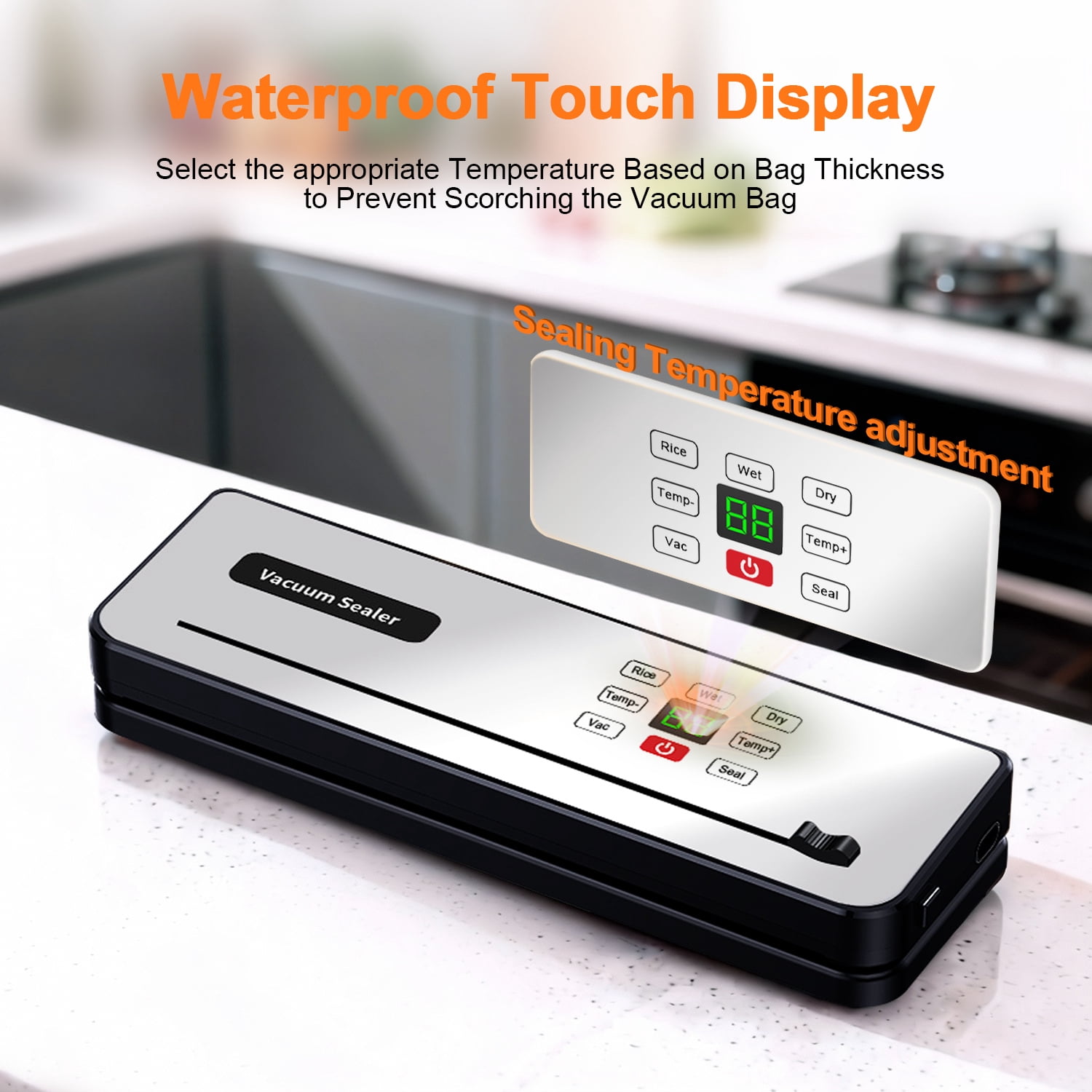 Food Vacuum Sealer Machine with Food Vacuum Sealer Bags, Automatic Food Sealer with Dry & Moist Food Modes, UV Lights, Charging and Plug-in,Compact Design for Food Storage