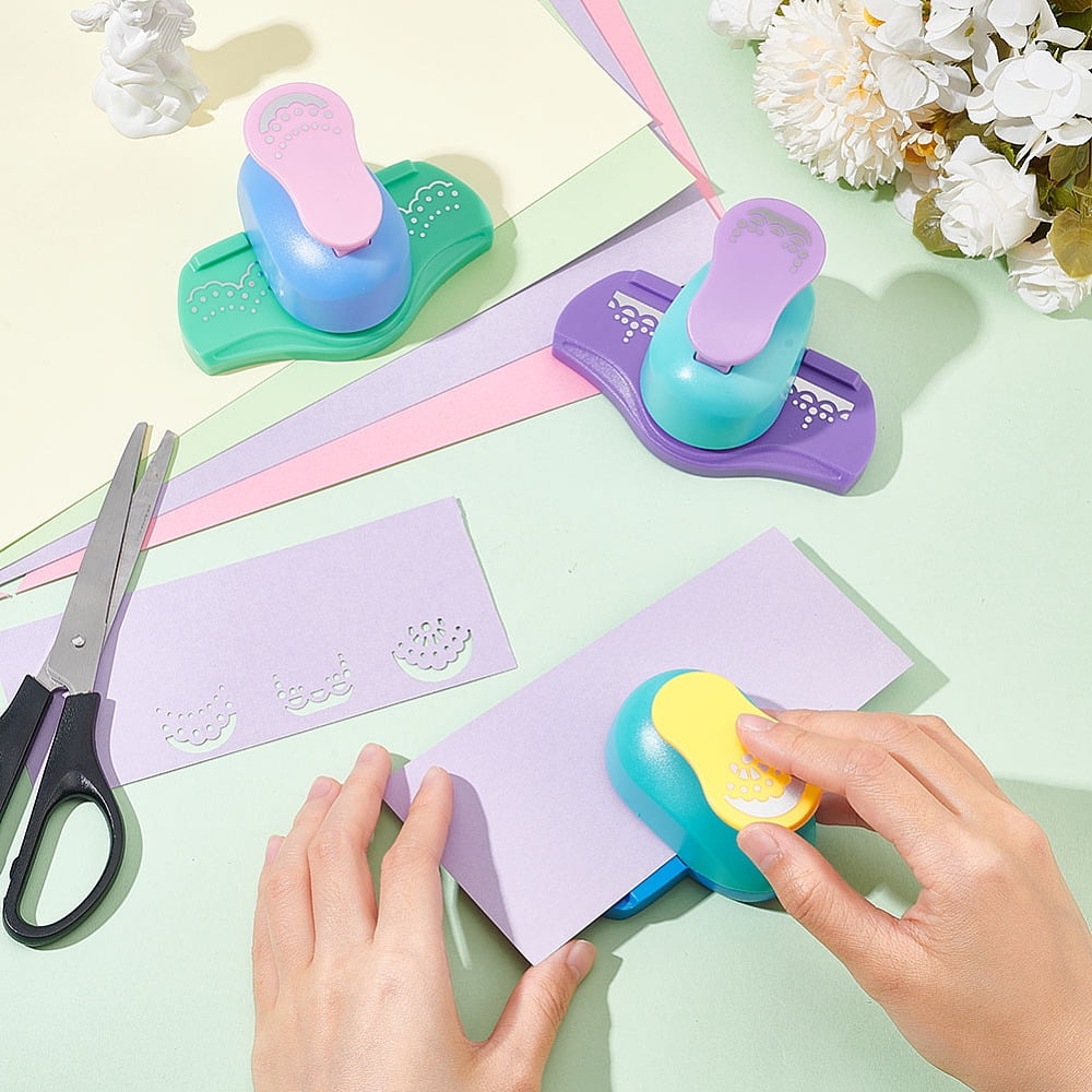 3Pcs 3 Styles Mini Plastic Craft Punch for Scrapbooking & Paper Crafts with Zinc Alloy Findings Paper Shapers Mixed Color 106x75x58mm