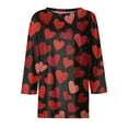 thumbnail image 3 of Fgvctg Valentine's Day Womens Spring Tops Casual 3/4 Sleeve Crewneck Tops Date Night Pullover Shirt Loose Cute Love Heart Print Half Sleeve Blouses Purple Pink L, 3 of 5