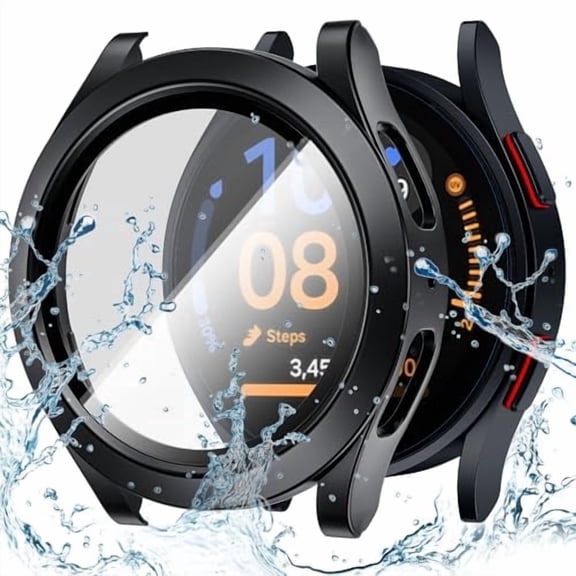 Waterproof Case for Samsung Galaxy Watch 5/4/FE Screen Protector 40mm, Daily Water‑resistant, No Fog, Touch‑Responsive, Easy to Install, 1‑Pack Hard PC Glass Cover