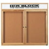 Aarco Products OBC4860RH 2-Door Enclosed Bulletin Board with Header - Oak