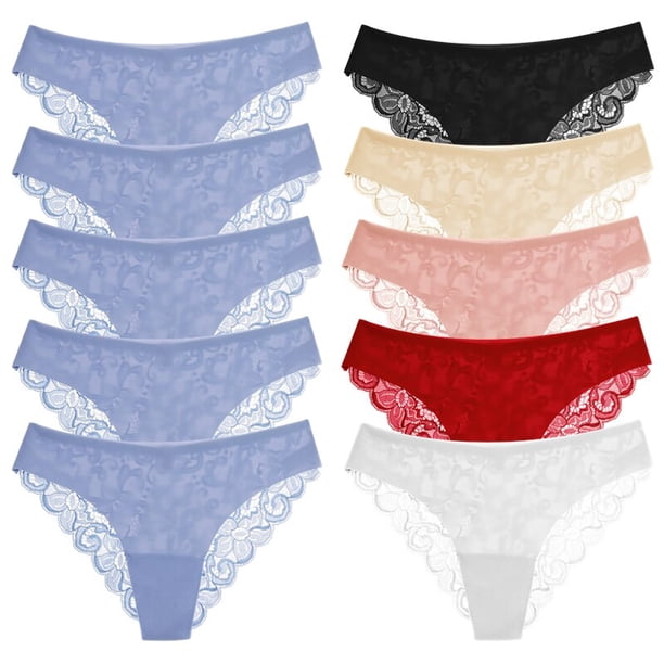 TrowBridge-Conjunto de bragas de 10 piezas para mujer, ropa interior femenina de encaje dulce, lencería Sexy ahuecada, calzoncillos de satén de seda suave, calzoncillos acogedores